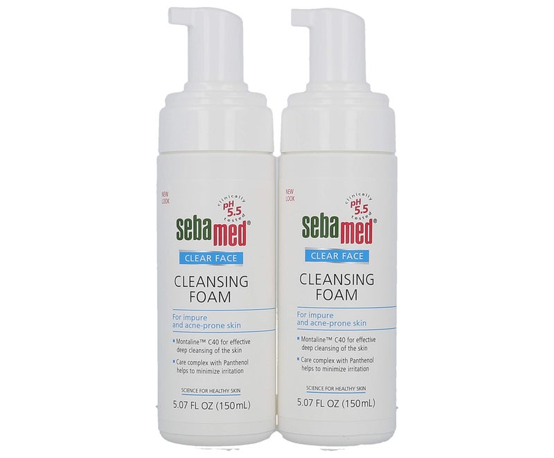 Sebamed Clear Face Cleansing Foam Gentle Face Wash for Impure Oily and Acneprone Skin 507 Fluid Ounces Pack of 2
